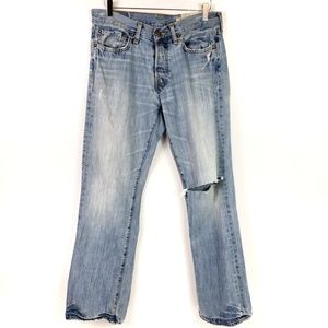 Y2K Hollister mens jeans 32 Faded Blue Distressed straight Relaxed Button Fly
